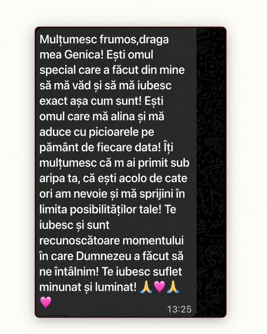 Recenzie client către Genica Oancea: mulțumiri pentru sprijin, blândețe și ghidare constantă